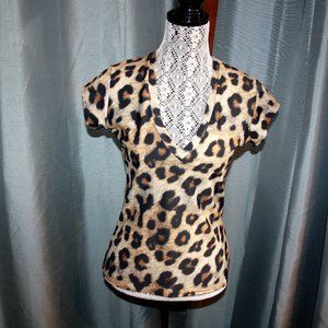 EUC leopard print spandex shirt